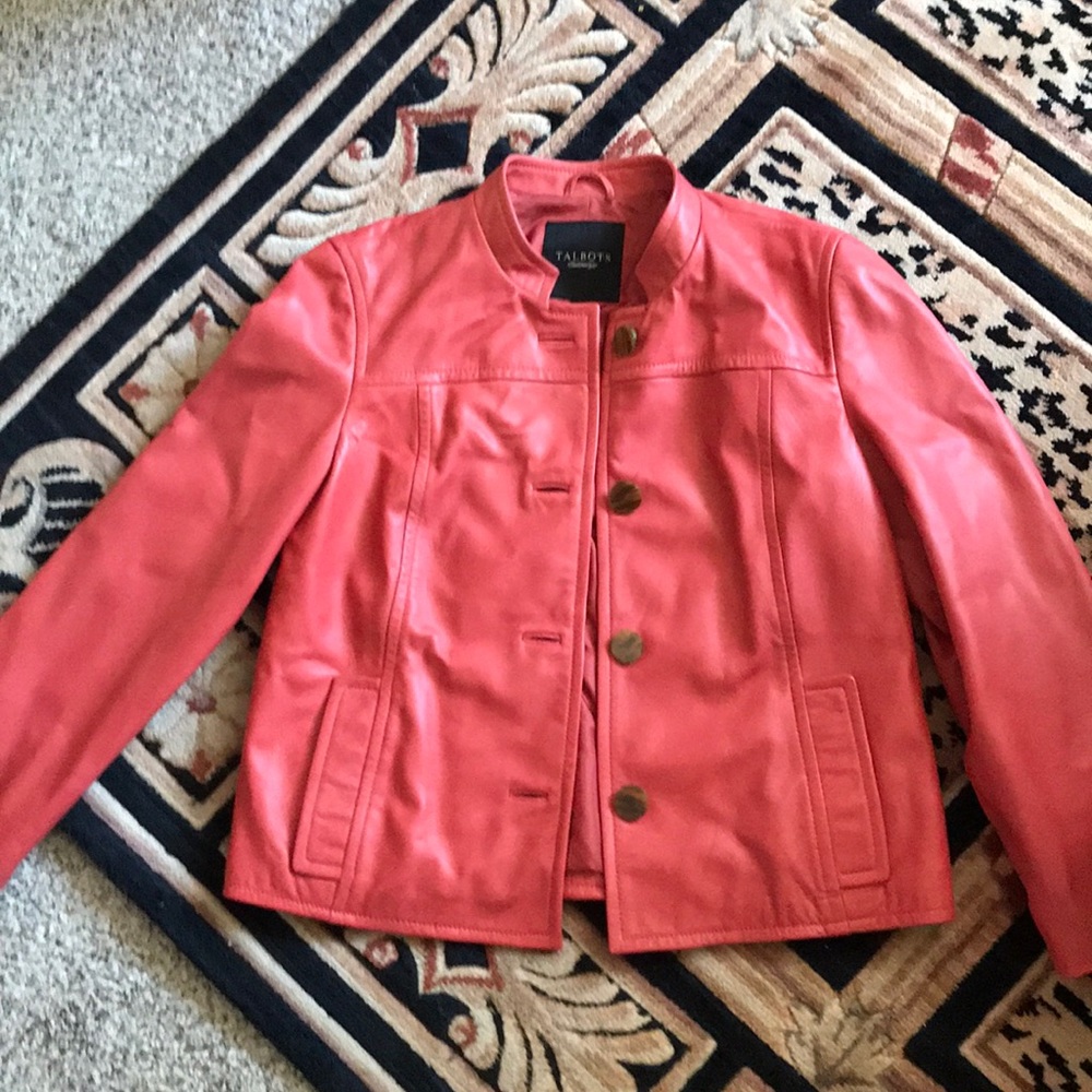 Talbots salmon color leather jacket